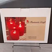 Moving Flameless Led Pillar Candles, set 3, Fantastic Craft Mercury RED Remote