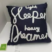 New Kate Spade Blue Throw Pillow Light Sleeper Heavy Dreamer 20" Feather Cotton