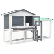 Andala Pets Outdoor Large Rabbit Hutch Grey and White 145x45x84 cm