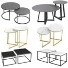 Set Of 2 Nesting Coffee Table Bedside Table Side Table Marble Grey White Black