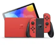 NEW Nintendo Switch OLED Mario Limited Edition Console and Mario Sticker Bundle