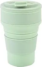 350ML/500ML Silicone Folding Cup Foldable Rubber Coffee Cup Collapsible Mug with Cover Coffee Travel Outdoors (Size : 500ML, Color : Green)