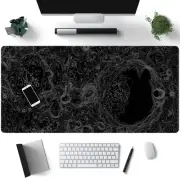 Black Topographic Desk Mat 31.5 X 15.7 in Extended Gaming Mouse Pad