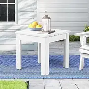 ALFORDSON Outdoor Wooden Desk for Adirondack Chair Bench, Fir Wood Lawn Outdoor Furniture Coffee Table for Patio Garden Park Porch, Slatted Design Tabletop for Armchair Lounge, White Color