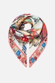 LARGE CRYSTALLED SILK SQUARE SCARF NOTES FROM THE ROAD