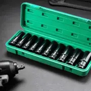 1/2Inch Drive 6-Point Impact Socket Set 10-Pcs Metric Sizes 8-24mm Carbon Steel