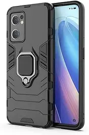 [SATURCASE] Case for Oppo Find X5 Lite/Reno 7 5G, Ring Kickstand Hybrid 2 in 1 [PC & Silicone] Dual-Layer Bumper Shockproof Protective Cover for Oppo Find X5 Lite/Reno 7 5G (HZ-Black)