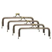 4Pcs Metal Purse Frame,5.9" Retro Rectangle Kiss Lock Clasp Frame,Bronze