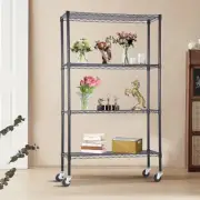 Modular Wire Storage 900 x 450 x 1800mm Steel Shelving in Black with Wheels