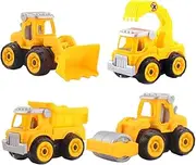Toyvian 4pcs Disassembly Engineering Car Creative Simulation Truck Model Educational Assembling Excavator for Fun DIY Play Present for Boys
