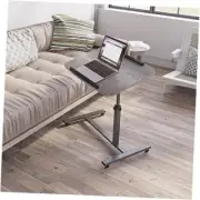 Laptop Table Mobile Adjustable Height Laptop Stand Portable Desk Oak Grey
