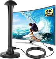 Indoor Digital TV Aerial, Rewave TV Antenna Outdoor Indoor with Signal Booster, High Gain Freeview Portable Aerial with Booster for Smart TV, Amplified TV Antenna Support 4K 1080P Local TV Channels