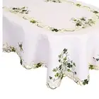 Oval 57x88 Inches Shamrock Embroidered Tablecloth - Perfect for Celebrations