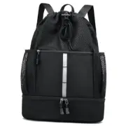 Drawstring Gym Bag for Men/Women - Mesh Beach Swim Bags Sports Backpack Black