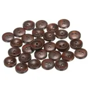 30pcs Wooden Sewing Button 12.5mm 2 Holes Round Craft Button Medium Brown