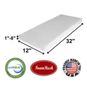 FoamRush 12" x 32" High Density Upholstery Foam Seat Cushion Medium Firm USA