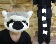 NEW Plush Soft 3D LEMUR MASK & TAIL SET Dress ups Costume Halloween Book Week