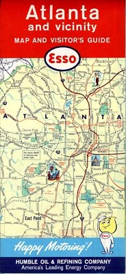 1963 Esso Road Map: Atlanta (P1262) NOS