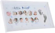 MAGICLULU Growth Photo Frame Months Signs Newborn Kit First Year Frame Hand Print Print Photos Newborn Footprint Kit Nursery Decor First Birthday Decor Board for Pictures Pvc Blue