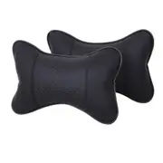 2 Pcs Car Seat PU Leather Pillow Soft Headrest Cushion Pad Memory Foam Head Neck Protector Black