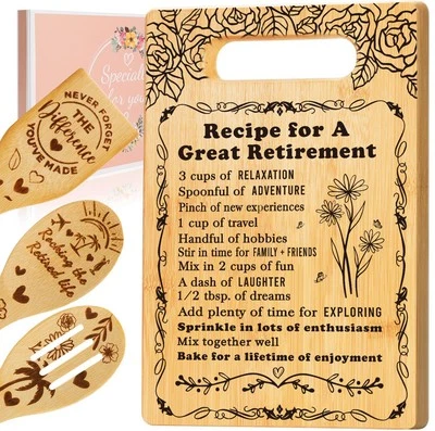 Retirement Gifts for Woman 2025, Cutting Board Set Retrement Gift for Women, ...