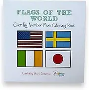 A Brighter Year The Original Adult Mini Coloring Book - Flags of The World Color by Number Edition - 3” x 3” Pocket Size, 50 Pages, Lay Flat Binding, Thick Paper, No Bleeding - Stress Relief, Gift