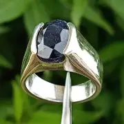 Natural Blue Sapphire Ring Real African Sapphire Big Stone Ring 6.5 Carats 925