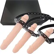 Zngoiwyt SM Dildo Gag Mouth Bondage Double Dildos Mouth Gag Deepthroath Gag Silicone With Lock, S/M/L Dildo Open Plug Gag BDSM Erotic Sex Toys For Couples Women(Flesh L)