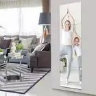Full Length Mirror Tiles-14 Inch×4 Pieces, Frameless Wall Mirror, Self Adhesive