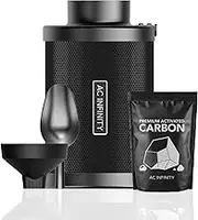 AC Infinity Refillable Carbon Filter Kit 4” with Additional Refill, Odor Removal Air Scrubber For 4" Inline Fan and Ducting, Reusable Charcoal Filter for Grow Tent Grow Room Hydroponics