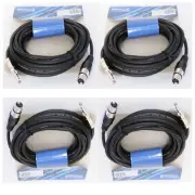 4-Pack 25ft Speaker XLR Cables Quarter Stereo Male To 3-Pin XLR Female DJs Cable