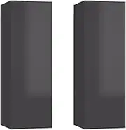 2-Piece TV Cabinet Set | High Gloss Grey Engineered Wood | 30.5x30x90 cm | Modern TV Stand for Living Room | Space-Saving Design