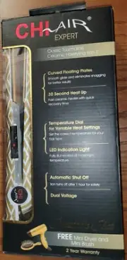 NEW CHI Air Expert Ceramic Tourmaline 1" Flat Iron Bonus Mini Hair Dryer & Brush