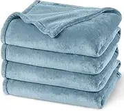 PHF Ultra Soft Fleece Blanket Queen Size 220x240cm, No Shed No Pilling Luxury Plush Cozy Flannel 280GSM Lightweight Throw Blanket for Bed, Couch, Chair, Sofa Suitable for All Season, Dusty Blue