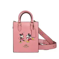 在飛比找PChome24h購物優惠-COACH DISNEY粉紅MICKEY滑冰全皮手提/斜背迷