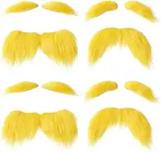 Yellow Mustache and Eyebrows Set 4PCS Fake Beard ＆ Eyebrows Self-Adhesive Funny Cosplay Costume Accessories for Halloween Festival Dress-Up Party Favors Cosplay Accessories Orange Mustache