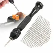 26Pcs Mini Micro Hand Drill Bit Kit Manual Keyless Chuck Pin Vise Rotary Tool a