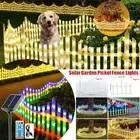 Christmas Solar Fence Lights Outdoor Garden Yard Picket Border Tree Lawn Decor