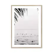 Black and White Bali Canggu Surfers Framed Print