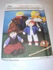 CRAFTS UNCUT SIMPLICITY 7068 Sewing Pattern WARDROBE COSTUMES 18" SOFT DOLLS