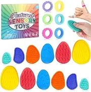 18 Pack Sensory Fidget Toys Set for Kids with Textured Soft Sensory Stone and Fidget Rings Textured Fidgets for Autism ADHD Kids Calming - Fidget Stress Toys for Anxiety Relief (Color Random)