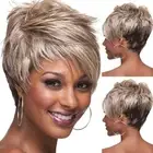 Women's Short Boy Cut Pixie Wig Cosplay Straight Synthetic Hair Full Wig Casual&