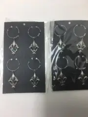 VINTAGE FLEUR DE LIS Glass Wine Charms Set of 4 Diff. Color's NIB - 1 Lot Of 2