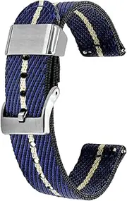[Kai Tian] 18 mm 20 mm 22 mm 24 mm Watch Strap Multicoloured Metal Holder Linen Fabric Quick Release Replacement Watch Strap for Men Women