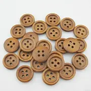 15MM/20MM 50Pcs Round Wood Buttons for Garment Decorative Doll Button DIY Sewing Accessory
