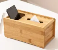 在飛比找Yahoo!奇摩拍賣優惠-6181A 日式 天然竹製面紙盒 搖控器盒紙巾盒 多功能紙巾
