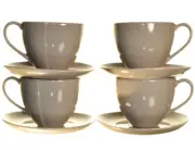 DIANE VON FURSTENBERG DVF Pebblestone Smoke Tea Coffee Cup/Saucer Set/4 New