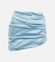 [Alessandra Rich] Alessandra Rich Asymmetric ruched satin miniskirt AU 6 blue