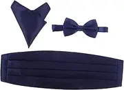 [CATIEBYE] Men's Cummerbund Suits for Men Mens Necktie Cummerbunds Pocket Squares White Bows Gold Bowtie Red Cumberbund for Men Square Bow Tie Tailcoat Men Self Tie Bow Tie Black Blue