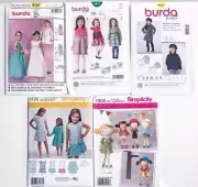 Lot of 5 BURDA & Simplicity Girls Dresses Coats Craft Sewing Patterns All UNCUT!